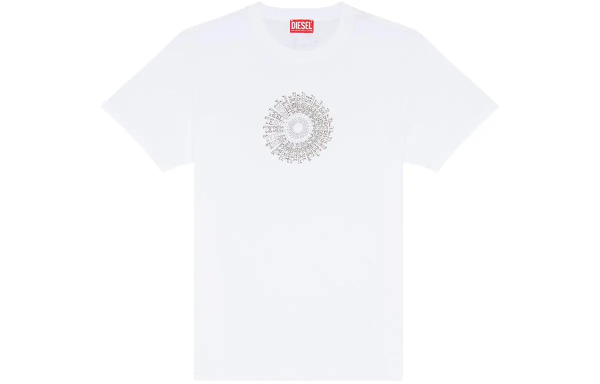 DIESEL T-Shirts Unisex White Crew Neck Moderate Straight Fit