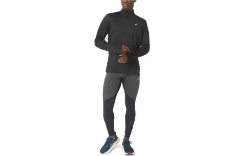 ASICS T Shirts Men's Black Stand Collar Moderate Straight Fit