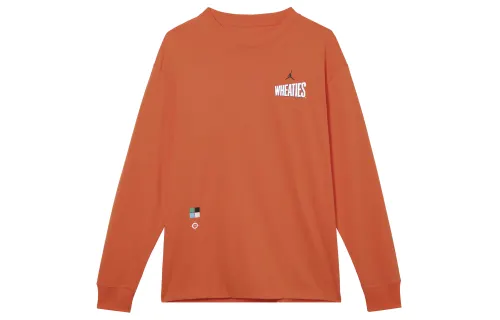 Jordan T Shirts Men's Orange Crew Neck Moderate Straight Fit