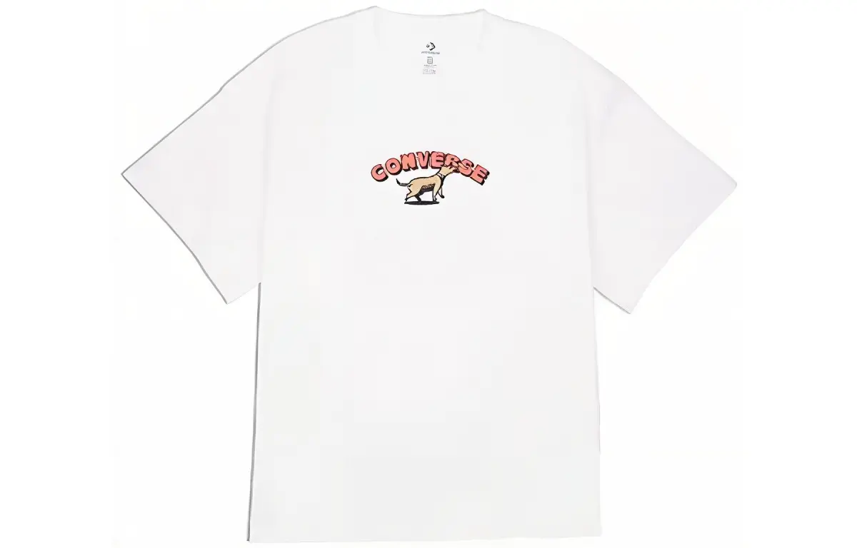 Converse T-Shirts Unisex White Crew Neck Moderate Straight Fit