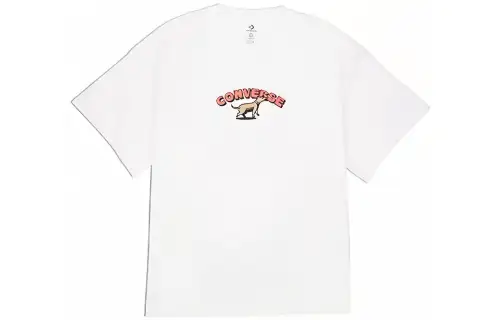 Converse T Shirts Unisex White Crew Neck Moderate Straight Fit