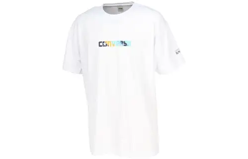 Converse T Shirts Men's White Crew Neck Moderate Straight Fit