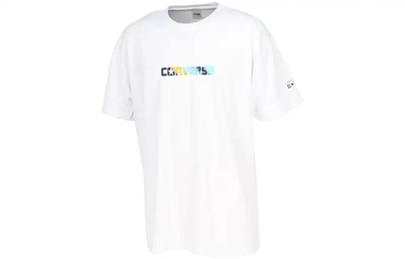 Converse T Shirts Men's White Crew Neck Moderate Straight Fit