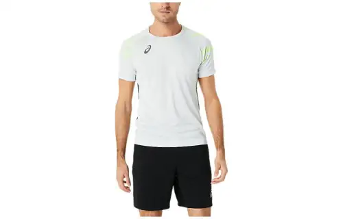 ASICS T Shirts Men's White Crew Neck Moderate Straight Fit