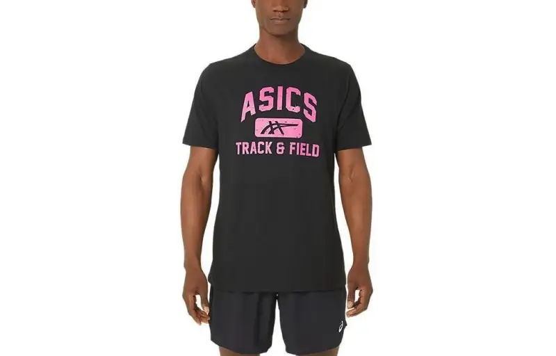 ASICS T Shirts Unisex Black Crew Neck Moderate Straight Fit