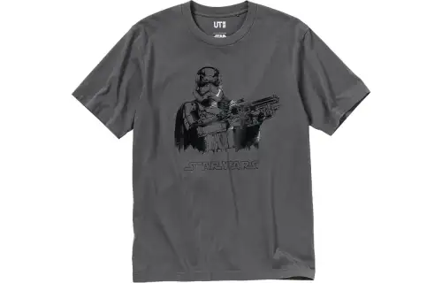 UNIQLO X Disney T Shirts Unisex Asphalt Gray Crew Neck Moderate