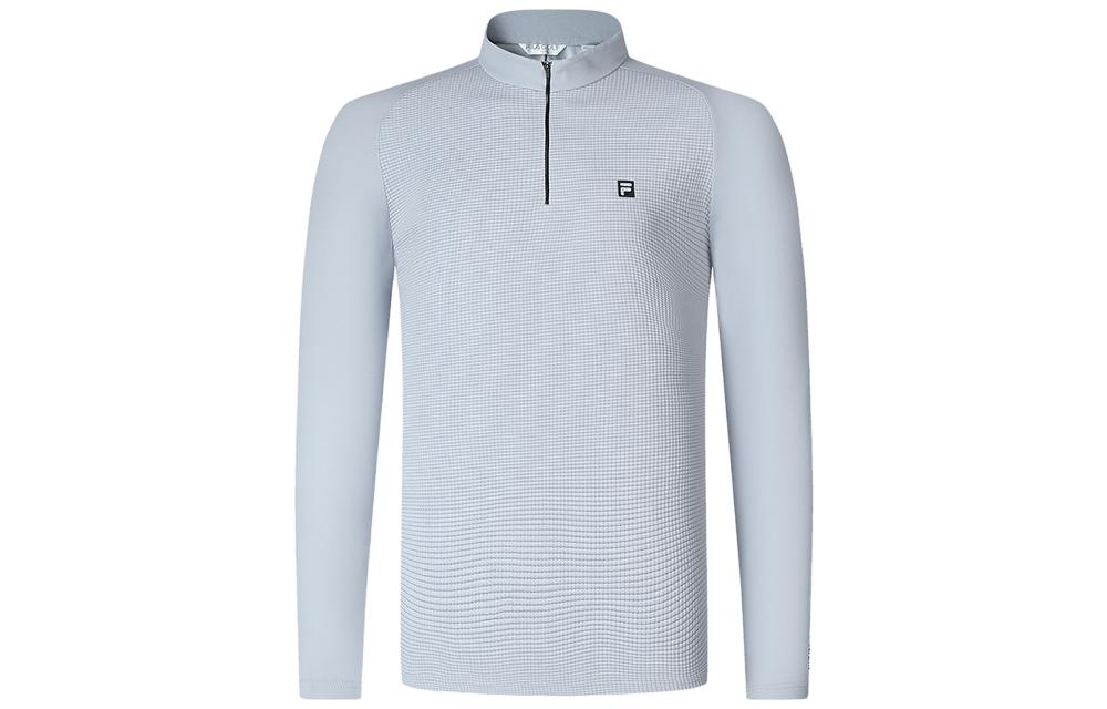 FILA Golf T Shirts Men's Medium Gray Stand Collar Moderate Straight Fit