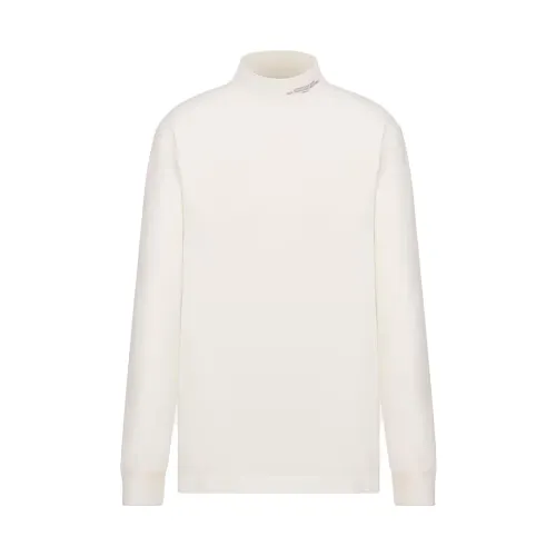 DIOR T Shirts Men's White Turtleneck Moderate Straight Fit