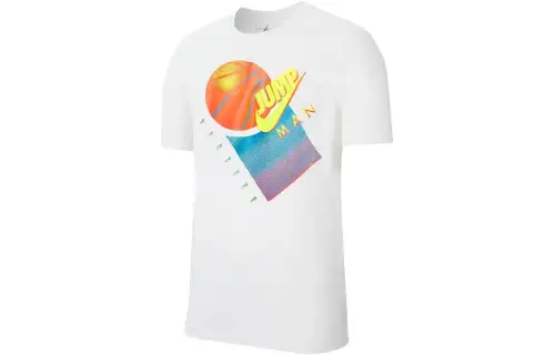 Jordan T Shirts Men's White Crew Neck Moderate Straight Fit