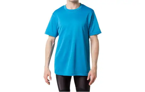 ASICS T Shirts Men's Blue Crew Neck Moderate Straight Fit