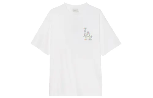 MLB Los Angeles Dodgers T Shirts Unisex Ivory Crew Neck Moderate Straight Fit