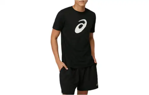 ASICS PAINTBRUSH T Shirts Unisex Black Crew Neck Moderate Straight Fit