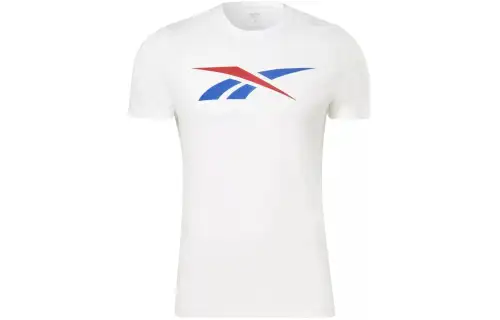 Reebok T Shirts Men's White Crew Neck Moderate Straight Fit