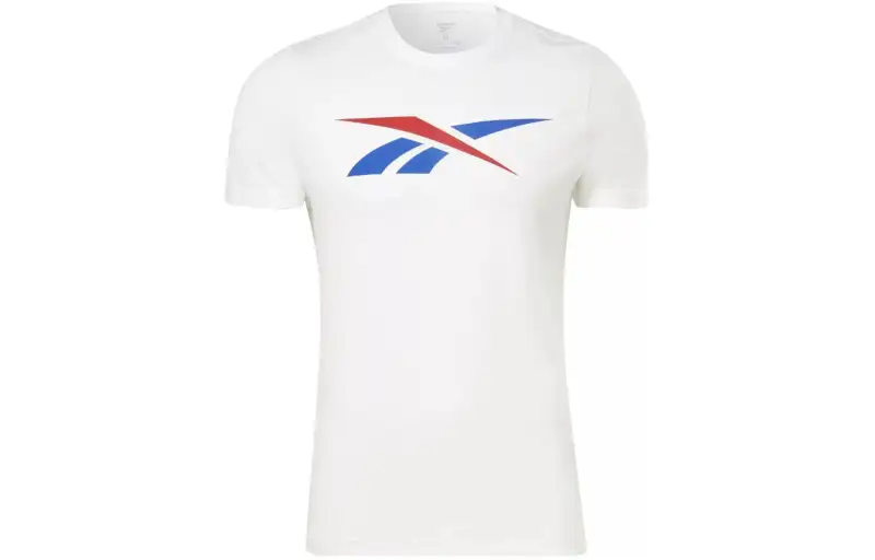 Reebok T Shirts Men's White Crew Neck Moderate Straight Fit
