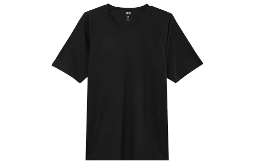 UNIQLO T Shirts Unisex Black Crew Neck Thin Straight Fit