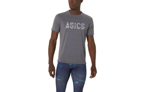 ASICS T Shirts Men's Gray Crew Neck Moderate Other