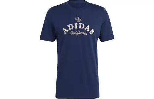 Adidas Originals T Shirts Men's Marine Blue Crew Neck Moderate Straight Fit