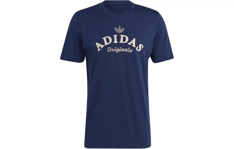 Adidas Originals T Shirts Men's Marine Blue Crew Neck Moderate Straight Fit