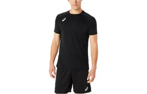 ASICS T Shirts Men's Black Crew Neck Moderate Straight Fit