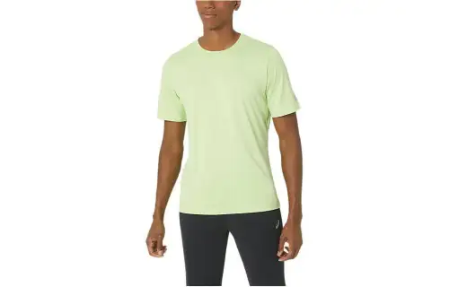 ASICS Hthr T Shirts Men's Green Crew Neck Moderate Straight Fit