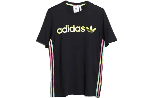 Adidas Originals T Shirts Men's Black Crew Neck Moderate Straight Fit