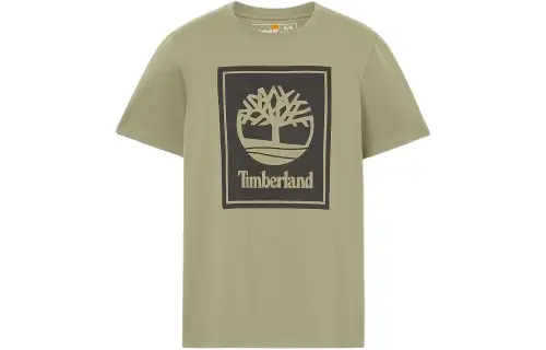 Timberland T Shirts Men's Green Crew Neck Moderate Straight Fit