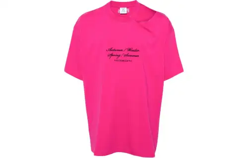 Vetements Open Shoulder 4 Seasons Embroidered T Shirt