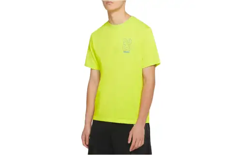 Jordan T Shirts Men's Green Crew Neck Moderate Straight Fit