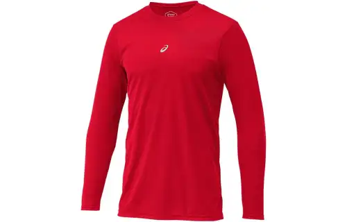 ASICS T Shirts Men's Red Crew Neck Moderate Straight Fit