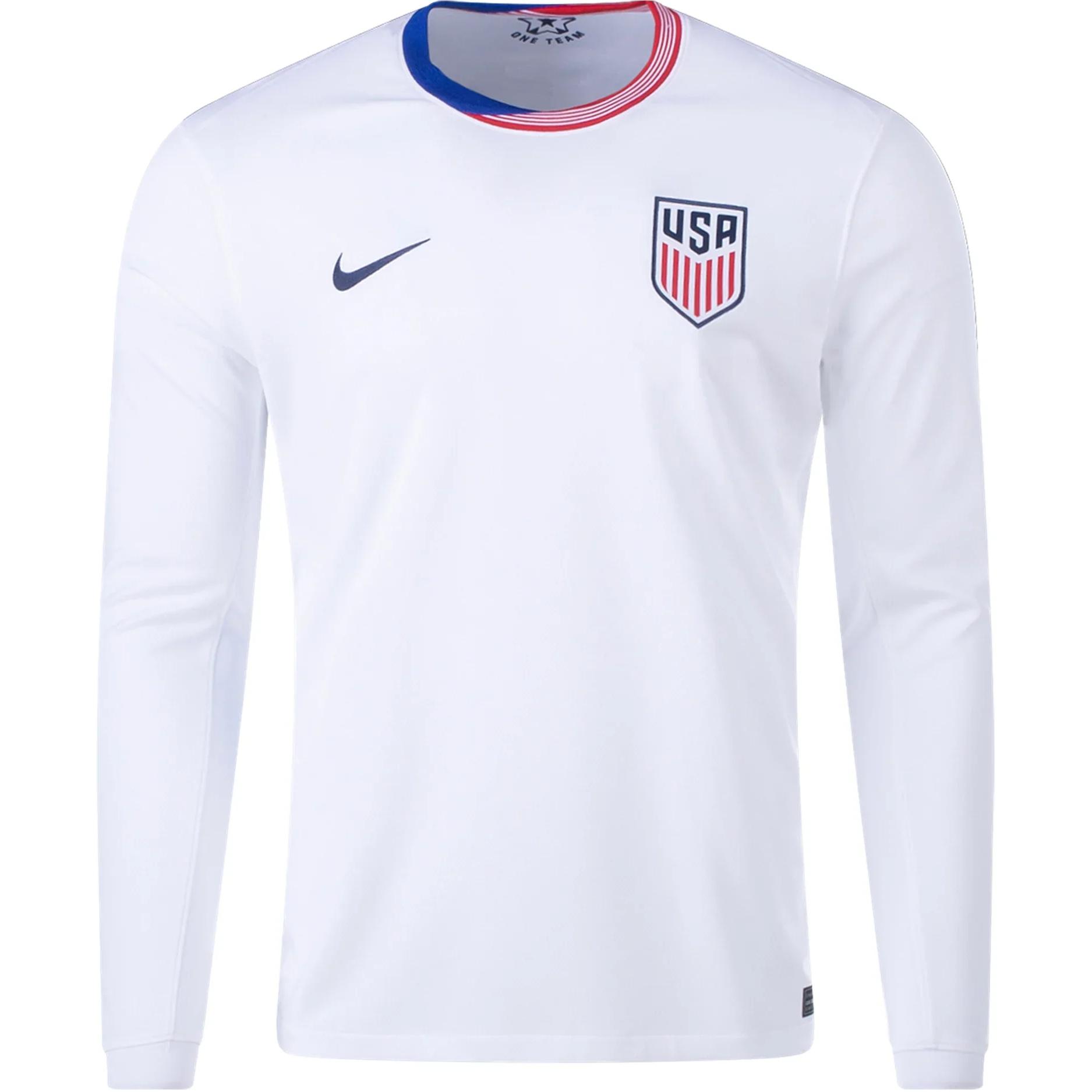 Nike Usmnt 2024 Stadium Home Men's Nike Dri-FIT Soccer Long-Sleeve Replica Jersey