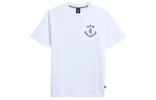 New Balance T Shirts Men's White Crew Neck Moderate Straight Fit
