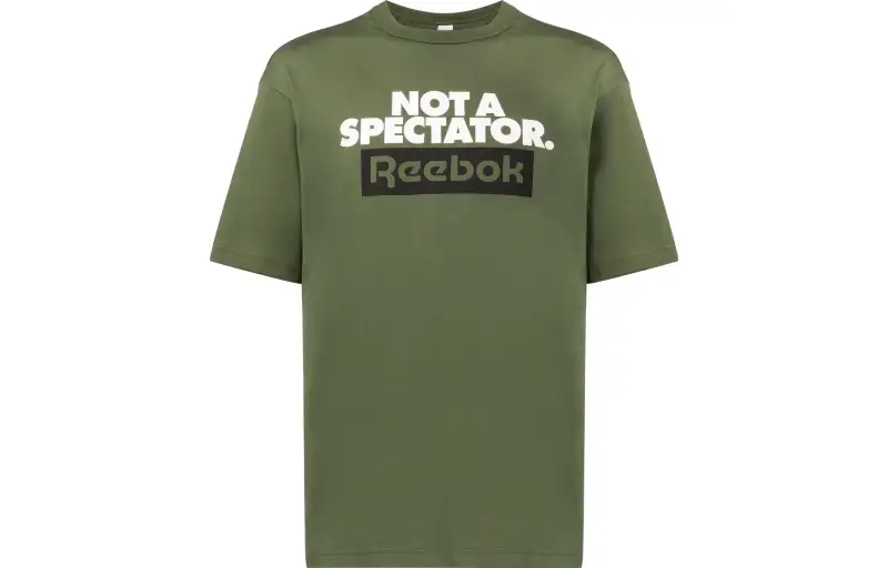 Reebok T Shirts Unisex Green Crew Neck Moderate Straight Fit