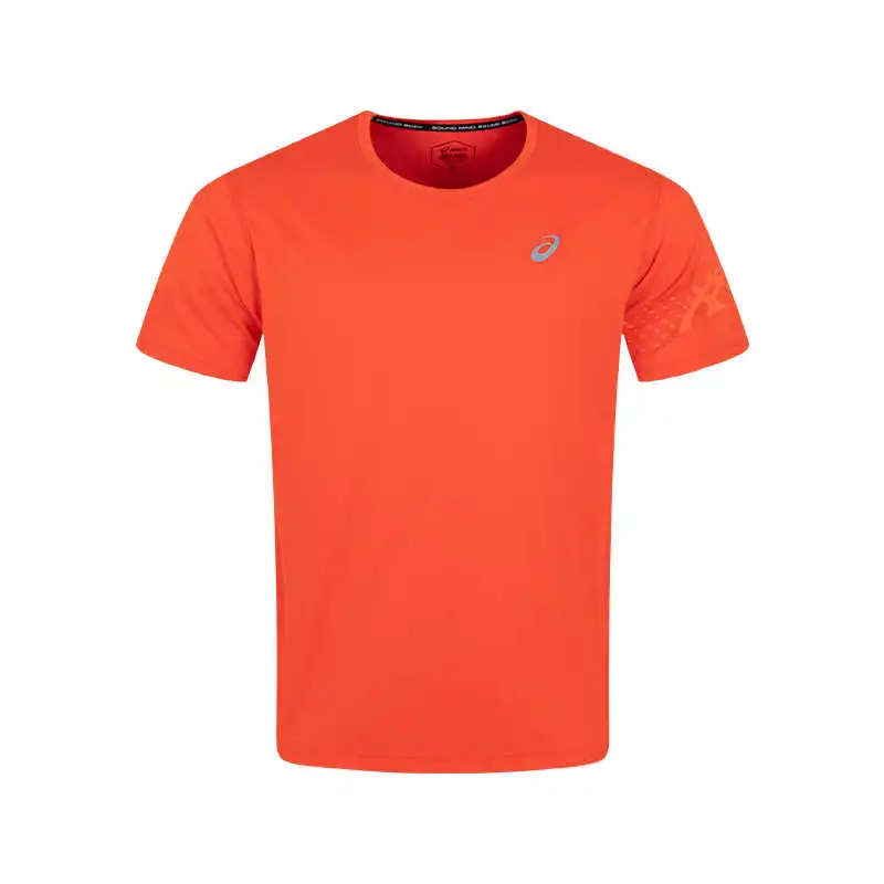 ASICS T-Shirts Men's Red Crew Neck Moderate Straight Fit