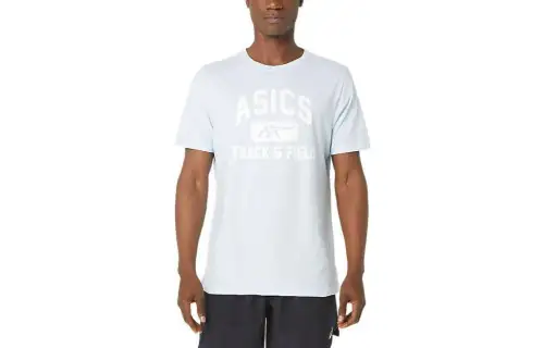 ASICS T Shirts Unisex White Crew Neck Moderate Straight Fit