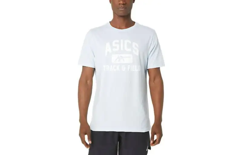 ASICS T Shirts Unisex White Crew Neck Moderate Straight Fit