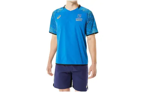 ASICS Dry Eagle Line T Shirts Unisex Blue Crew Neck Moderate Straight Fit
