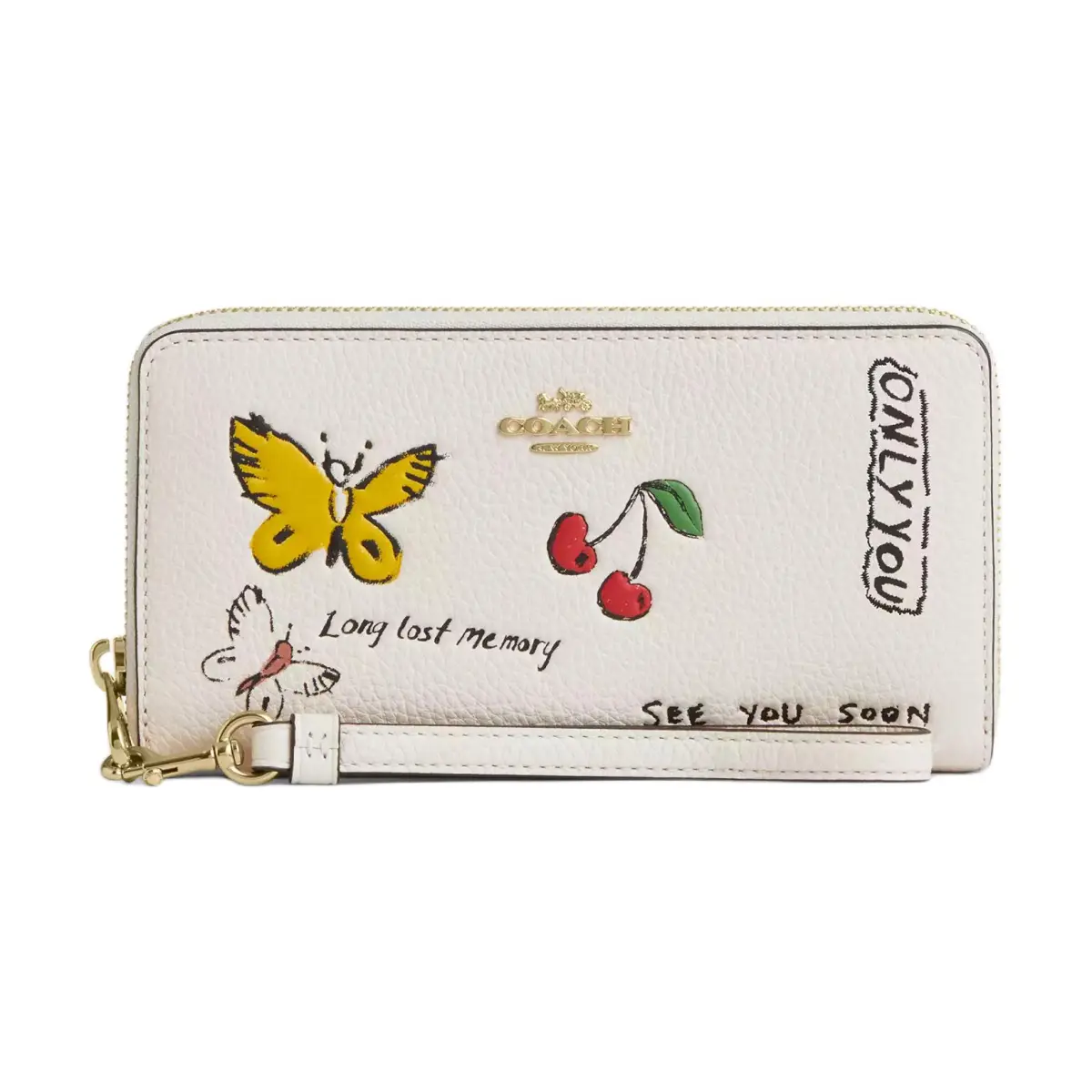 COACH Zip Around Leather Wallet Regular Women's White