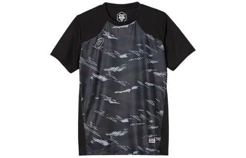 ASICS T Shirts Men's Black Crew Neck Moderate Other