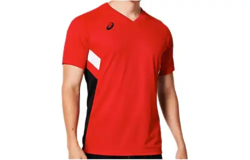 ASICS T Shirts Men's Red Crew Neck Moderate Other
