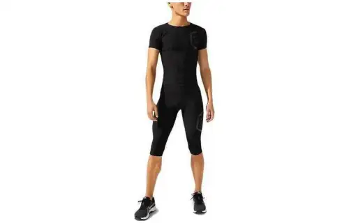ASICS T Shirts Men's Black Crew Neck Moderate Other