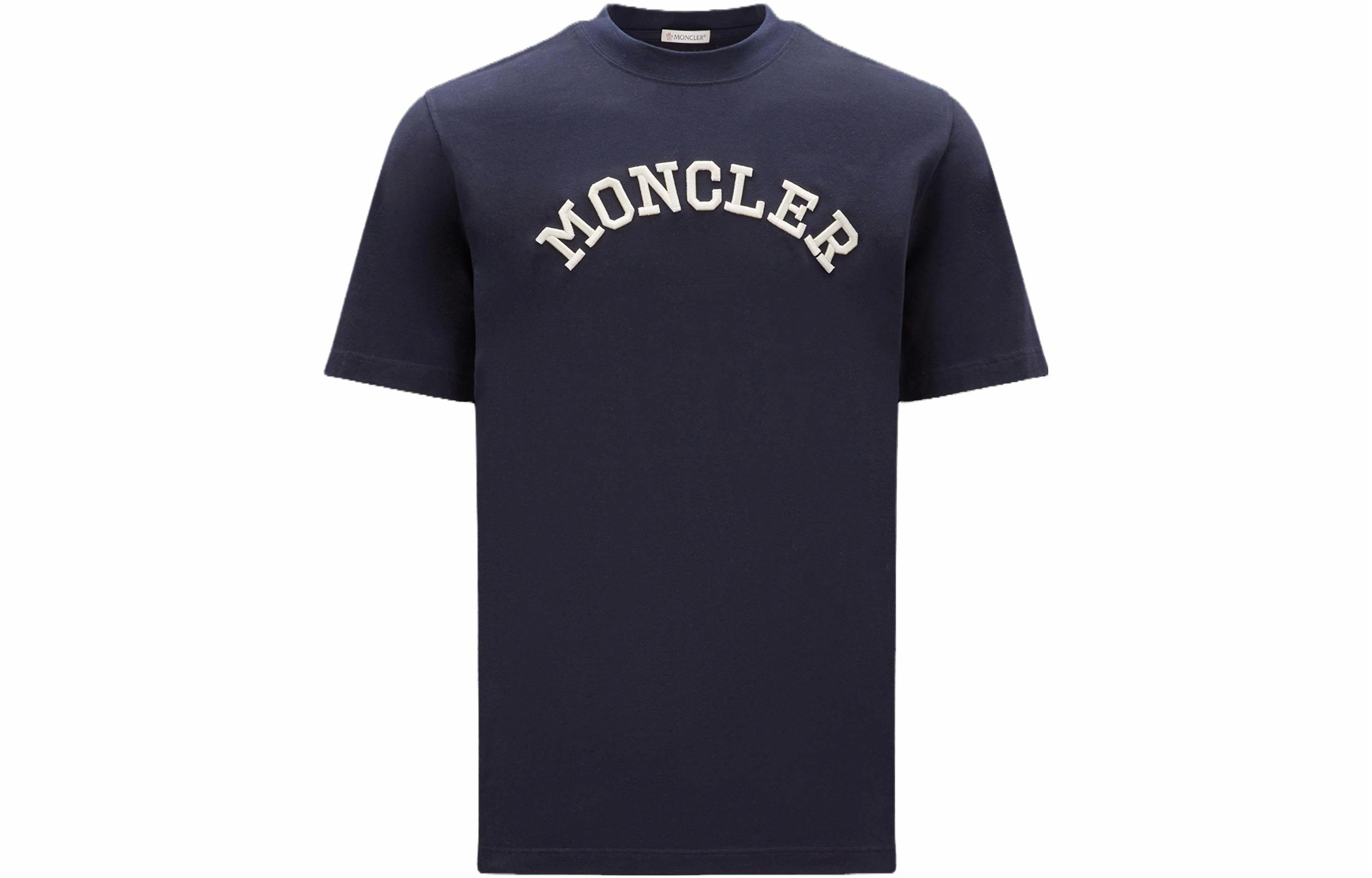 Мужская футболка Moncler Moncler SS23 Embroidered Logo T-Shirt T (темно-синяя)