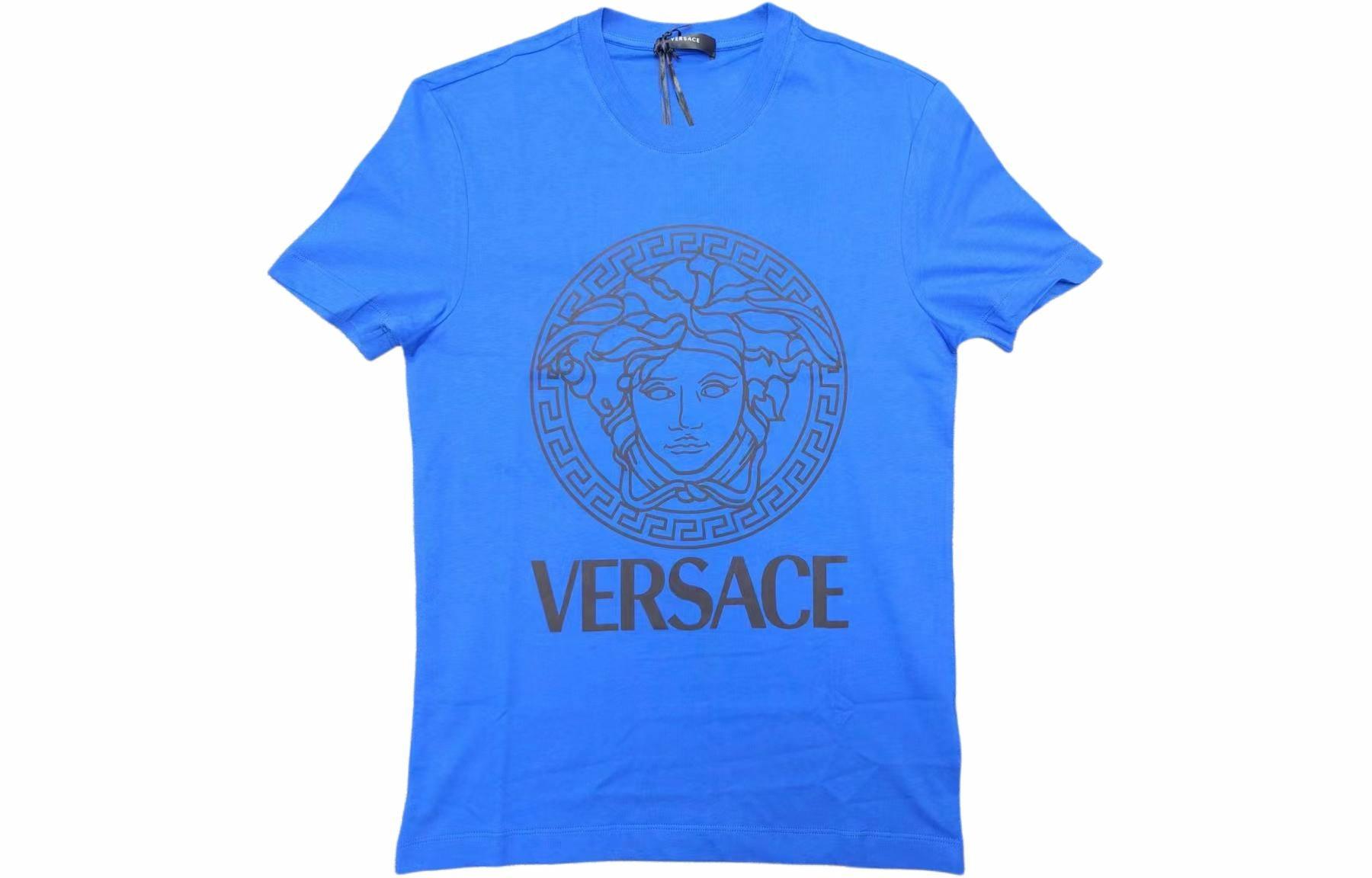 Мужская футболка Versace Logo (синяя)