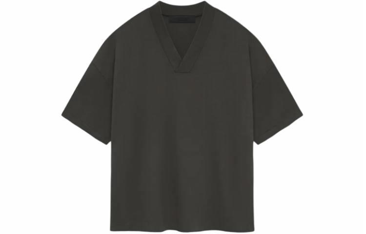 Мужская футболка Fear Fear of God Essentials SS24 V-Neck Tshirt VT /Ink (чернильно-черная)