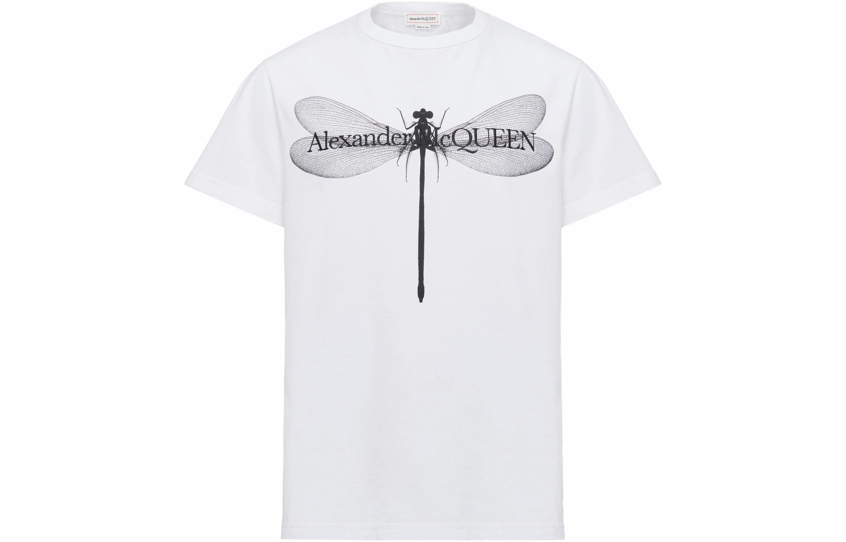 Мужская футболка Alexander Alexander McQueen Dragonfly T-Shirt In White/Black T (бело-черная)
