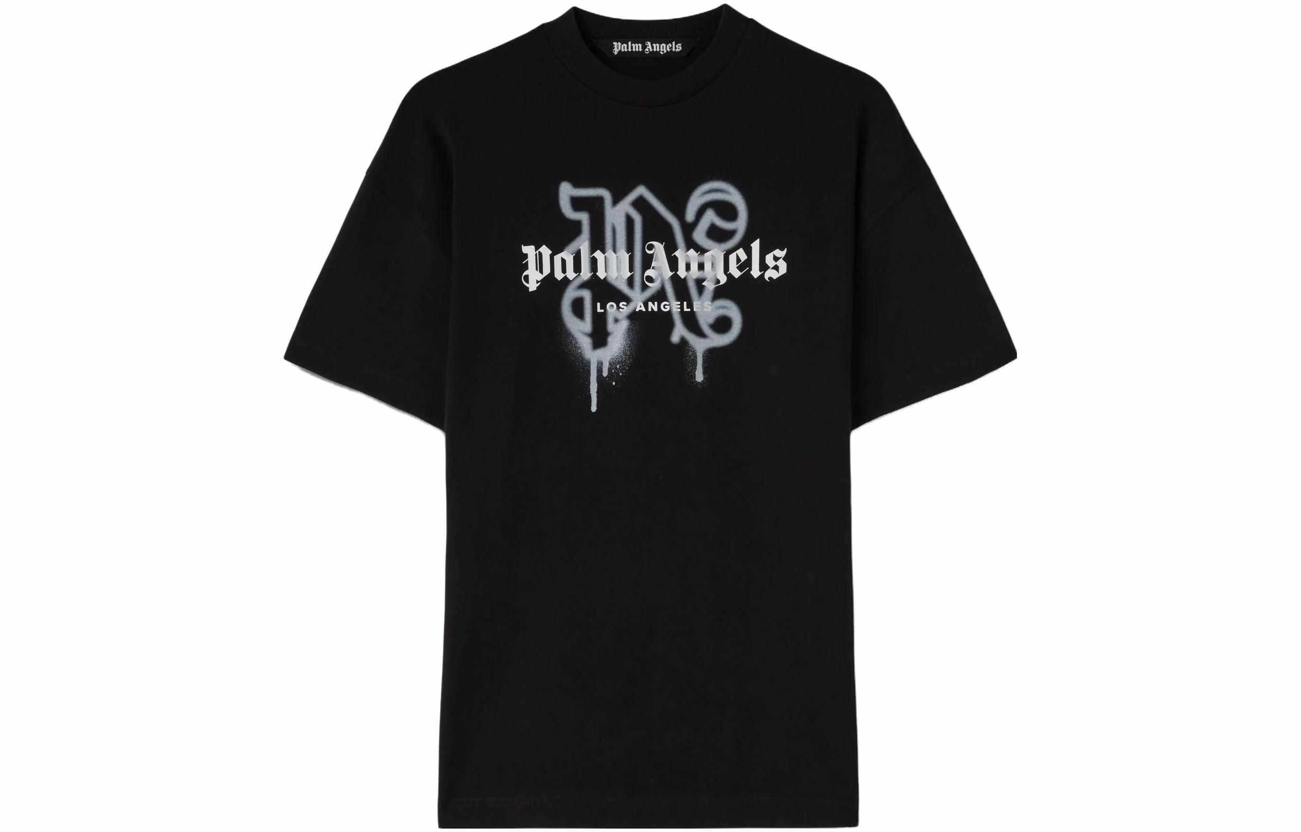 Мужская футболка PALM ANGELS Monogram Spray City T-Shirt Los Angels T (черная)