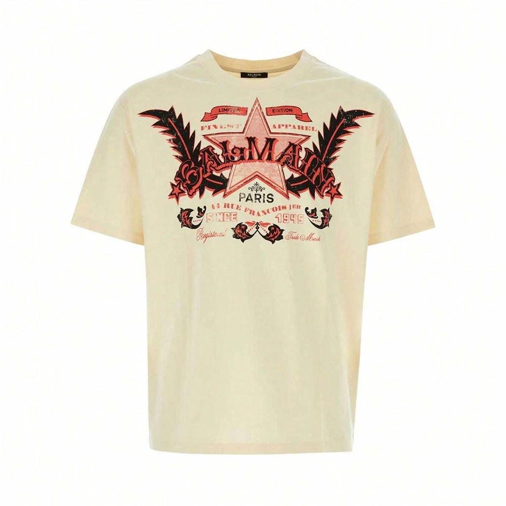 Мужская футболка BALMAIN (бежевая)