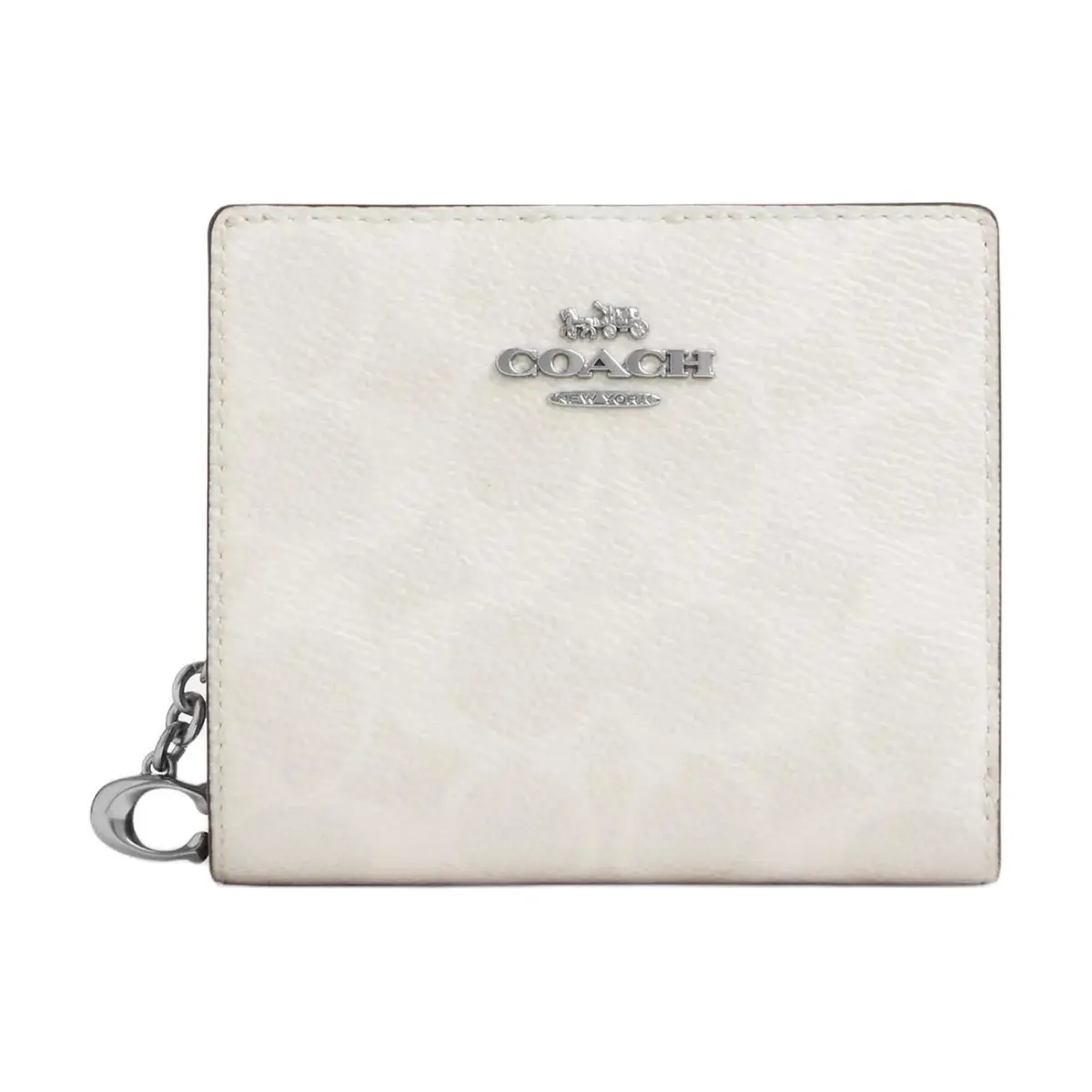 COACH Snap Wallet Leather Wallet Regular Women's Silver Patchwork White Chalk