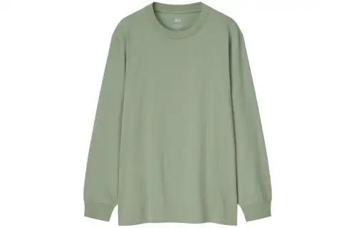 UNIQLO T Shirts Unisex Green Crew Neck Moderate