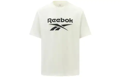 Reebok T Shirts Unisex White Crew Neck Moderate Straight Fit