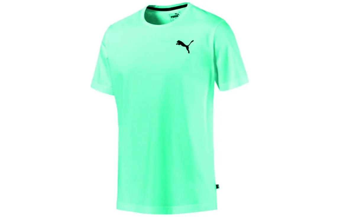 PUMA T-Shirts Men's Green Crew Neck Moderate Straight Fit